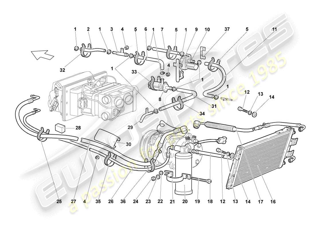 lamborghini lp640 roadster (2009) a/c condenser part diagram