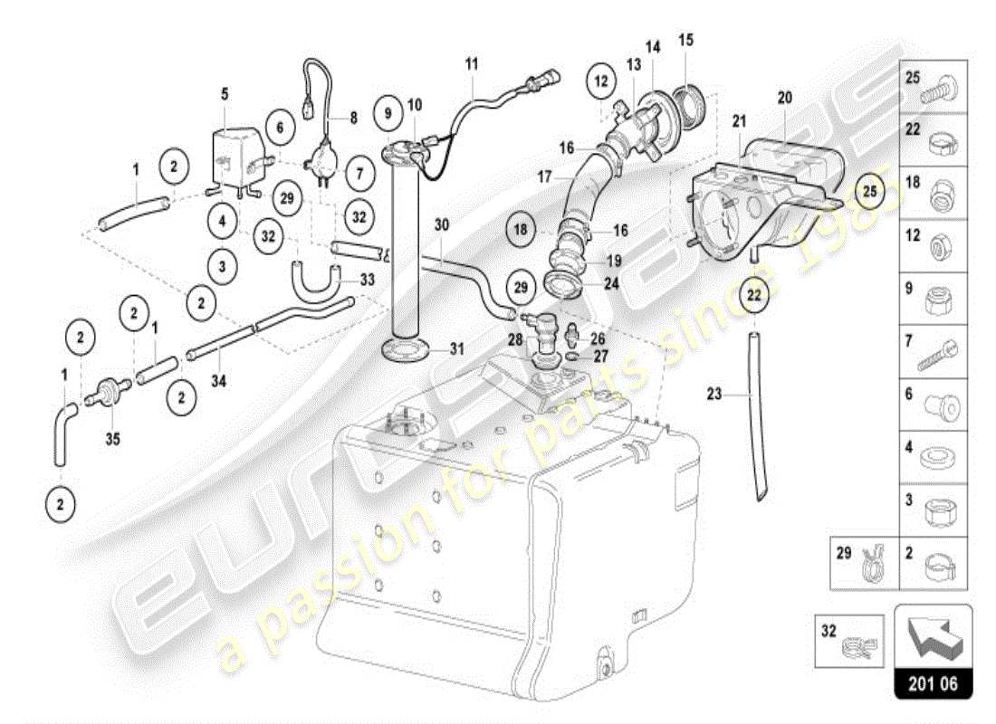 lamborghini diablo vt (1999) fuel tank part diagram