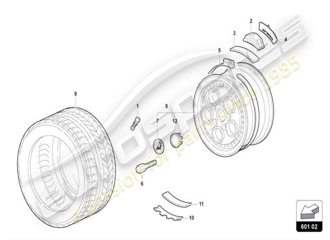 lamborghini diablo vt (1999) wheels/tyres rear part diagram