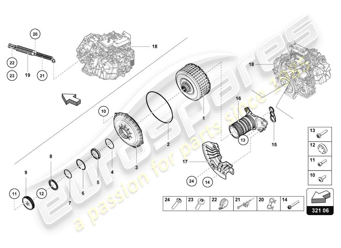 lamborghini evo spyder 2wd (2021) multi-plate clutch for dual clutch gearbox part diagram