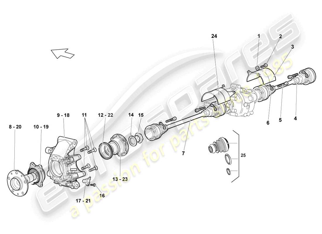 lamborghini lp640 coupe (2009) drive shaft rear part diagram