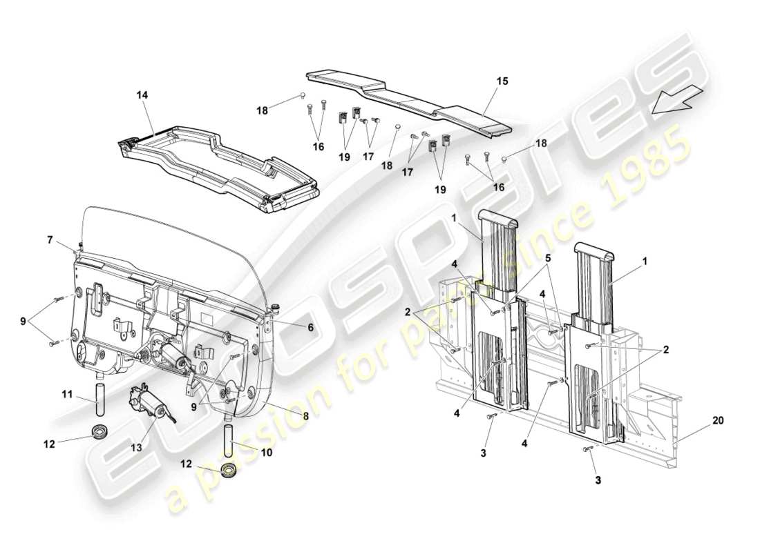 lamborghini lp550-2 spyder (2011) roll-over protection system part diagram