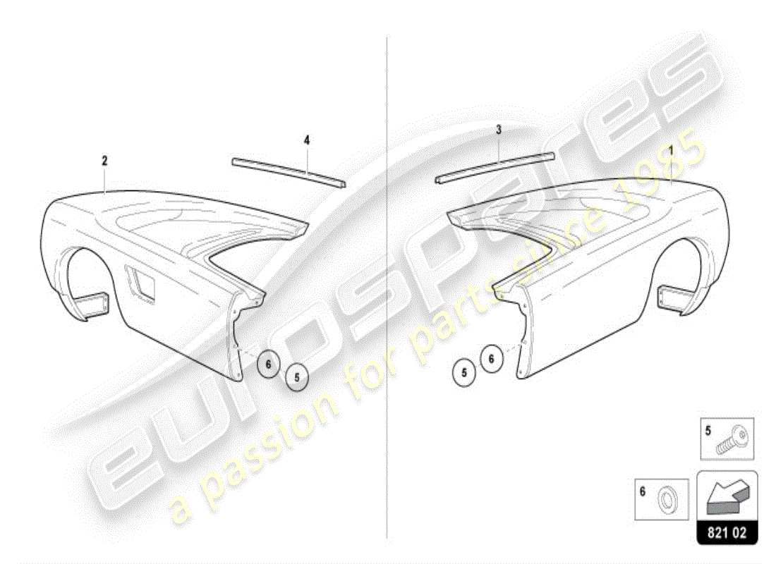 lamborghini diablo vt (1997) wing protector rear part diagram