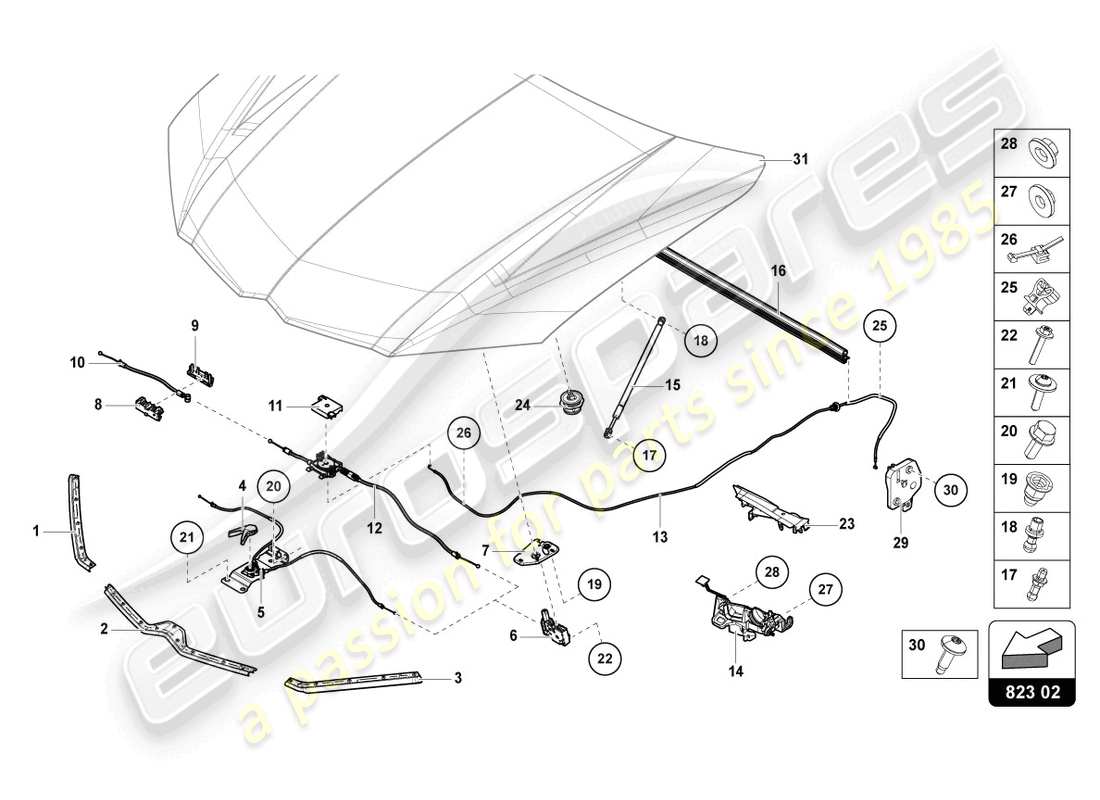 lamborghini urus (2022) gasket for engine cover part diagram