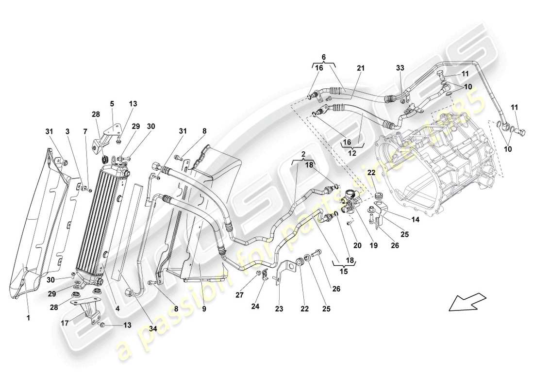 lamborghini lp550-2 spyder (2011) oil cooler part diagram