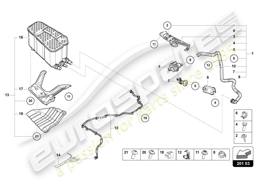 lamborghini urus s (2024) active charcoal filter with diagnosis pump for fuel delivery system part diagram