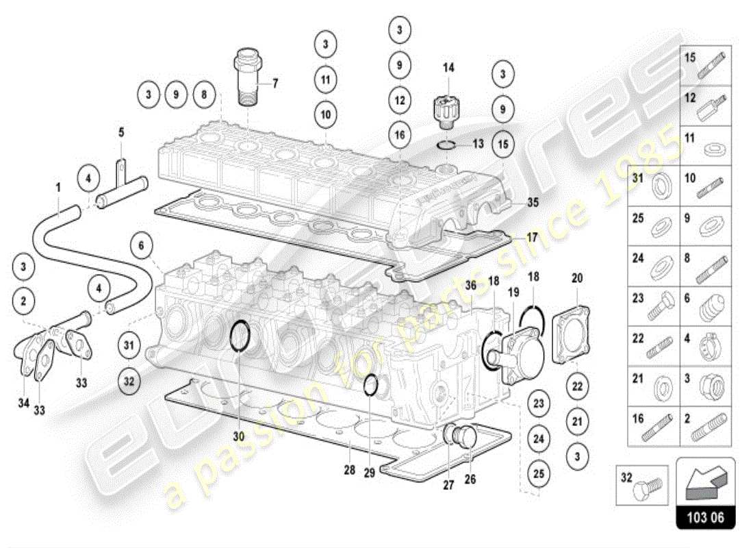 lamborghini diablo vt (1996) left head accessories part diagram