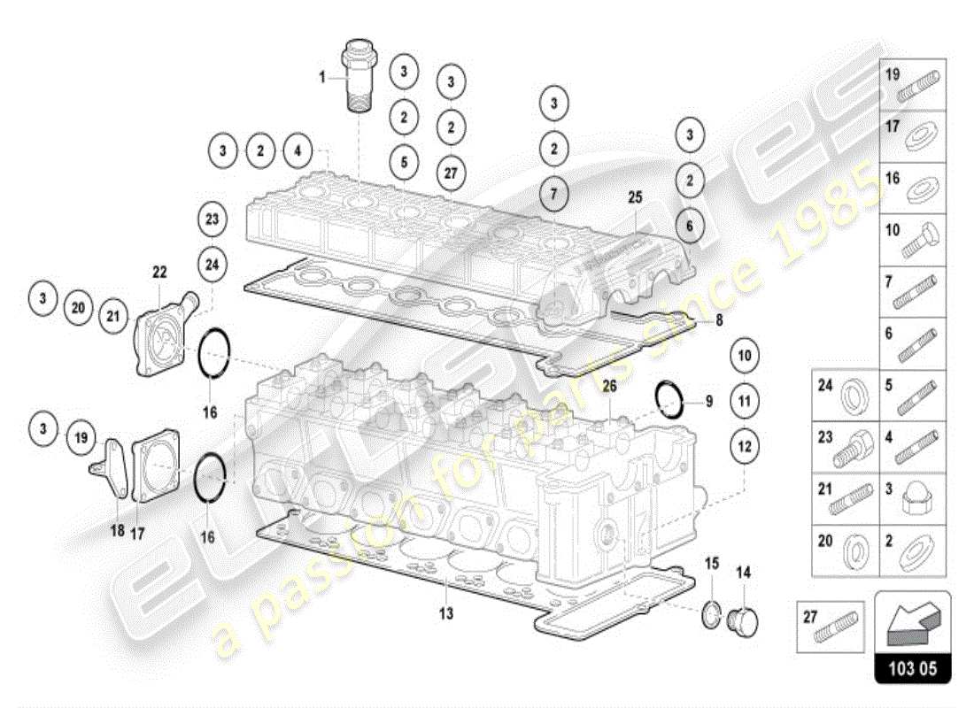 lamborghini diablo vt (1995) right head accessories part diagram