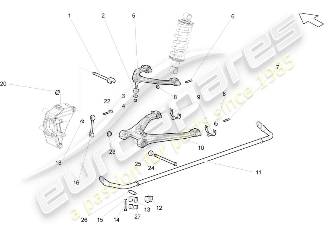 lamborghini gallardo spyder (2007) rear axle part diagram