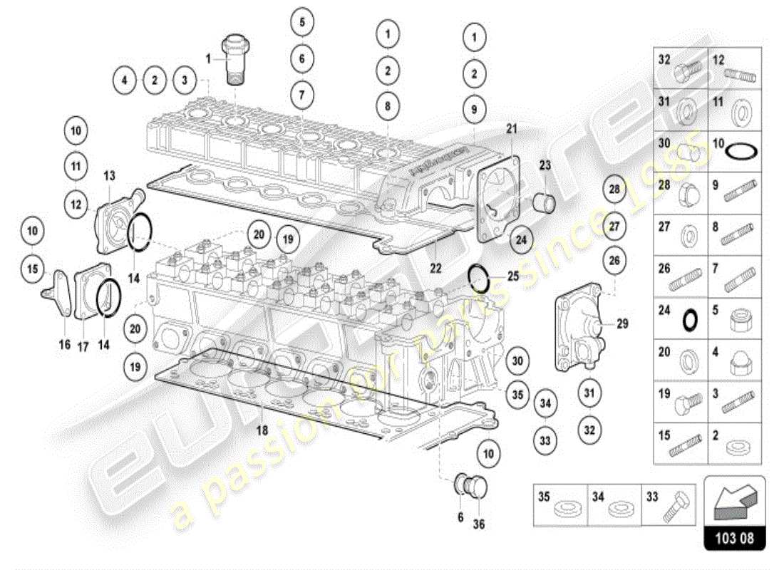 lamborghini diablo vt (1999) right head accessories part diagram