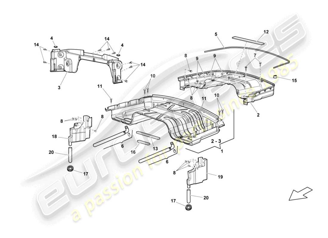 lamborghini lp550-2 spyder (2011) convertible top stowage box part diagram