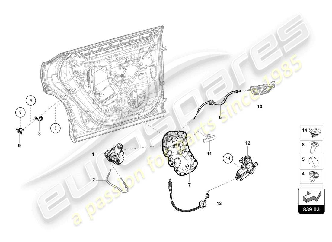 lamborghini urus (2022) door lock rear part diagram