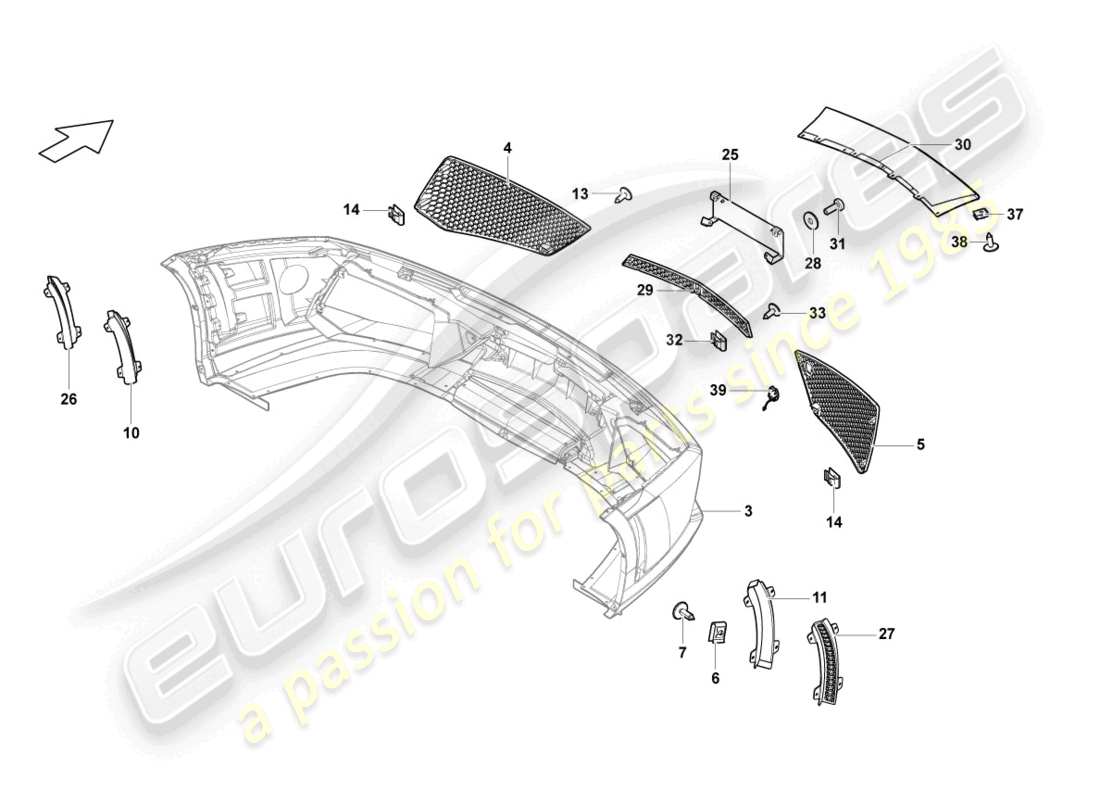 lamborghini lp550-2 coupe (2010) grille front part diagram