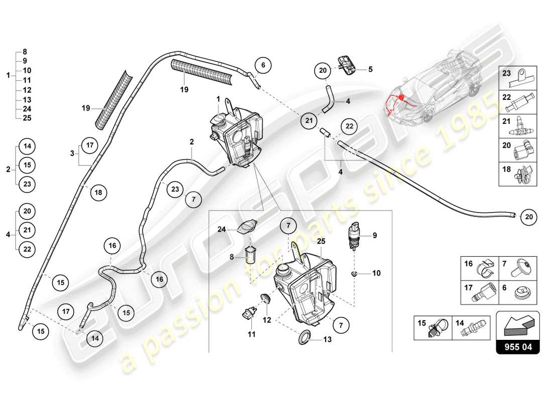 lamborghini sto (2022) headlight washer system part diagram