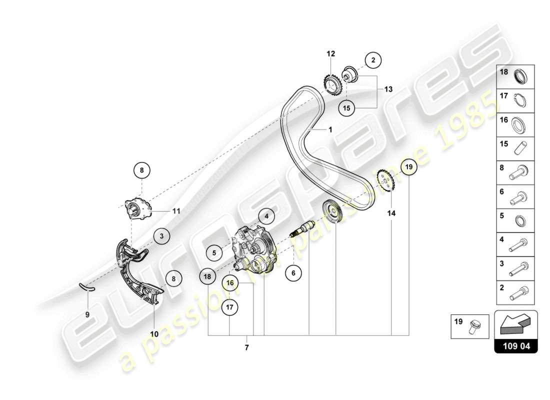 lamborghini sto (2024) timing chain part diagram