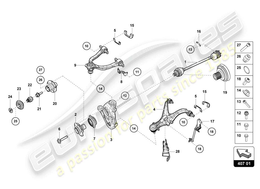 lamborghini evo spyder (2022) axle shaft front part diagram