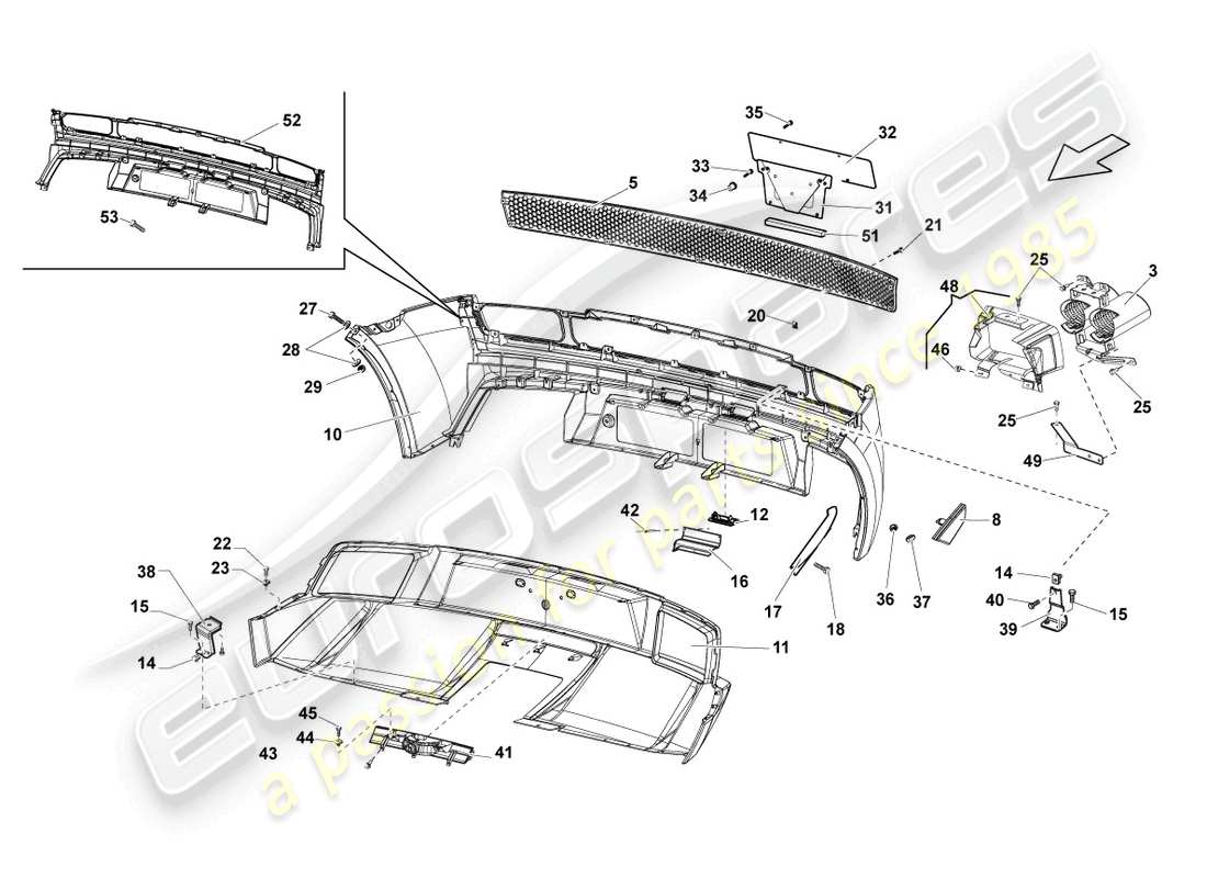 lamborghini lp550-2 coupe (2013) bumper rear part diagram