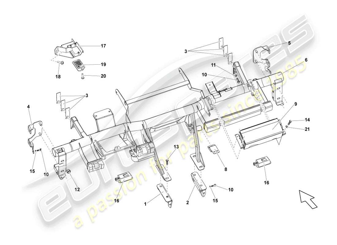 lamborghini gallardo coupe (2005) cross member for dash panel part diagram