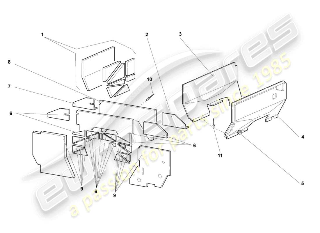 lamborghini lp640 coupe (2008) heat shield part diagram