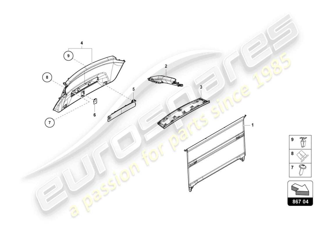 lamborghini urus (2022) rear lid trim panel part diagram