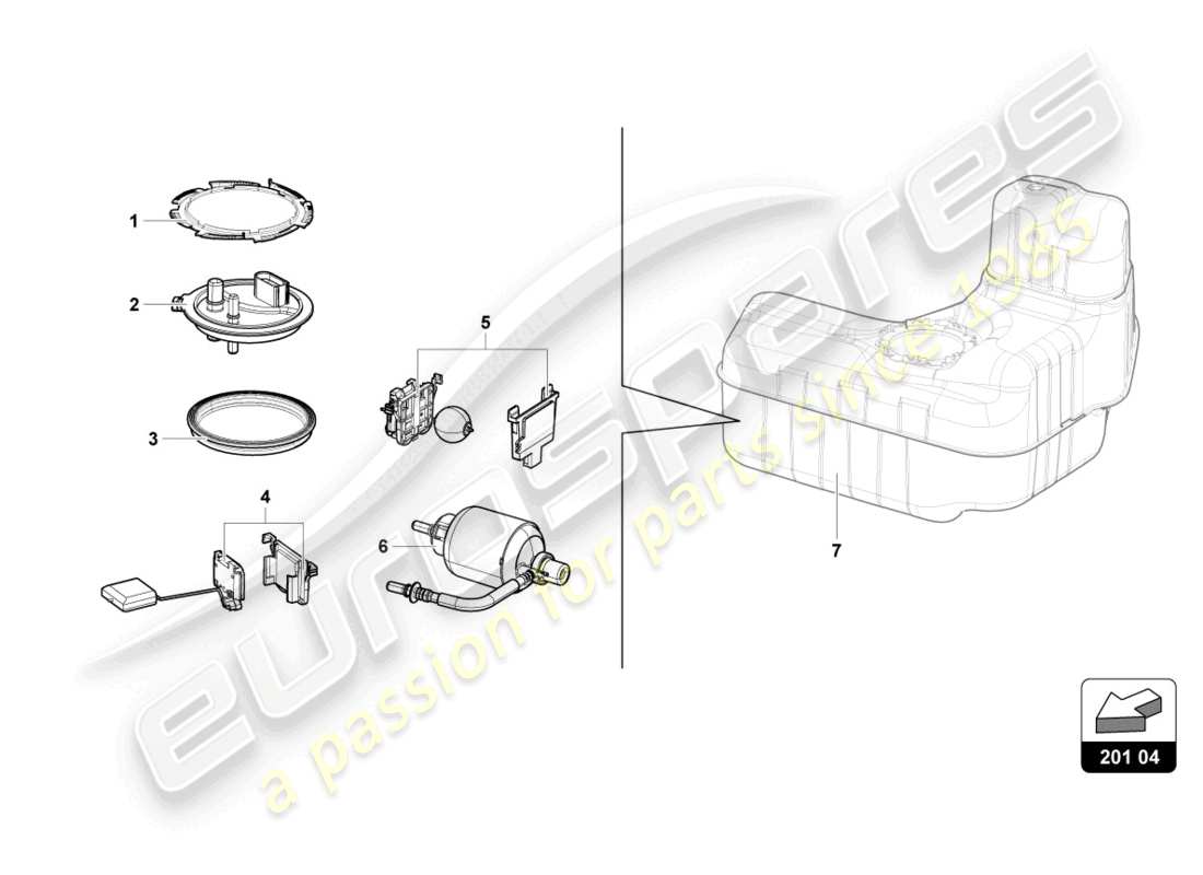 lamborghini evo spyder (2021) fuel filter left part diagram