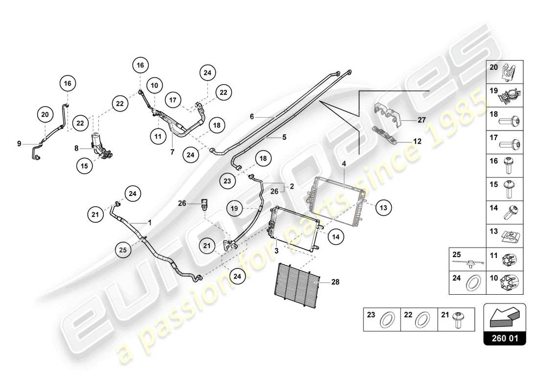 lamborghini evo coupe 2wd (2022) a/c condenser part diagram