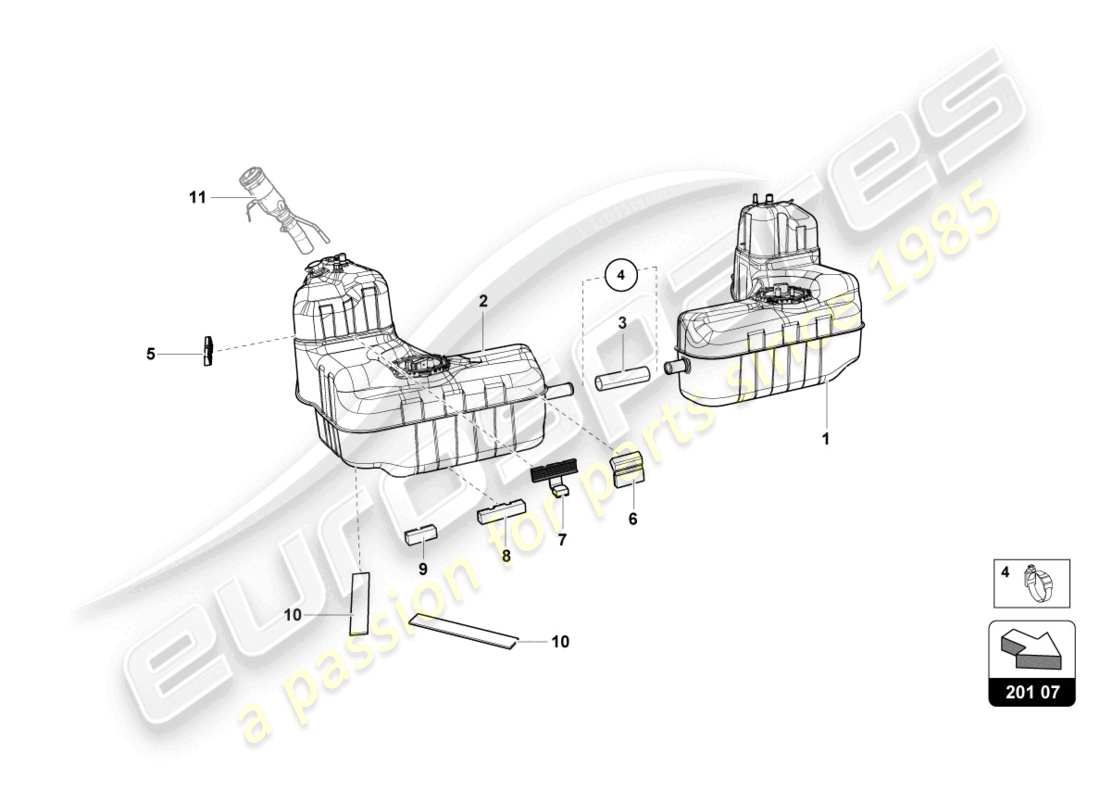 lamborghini evo coupe 2wd (2022) fuel tank part diagram