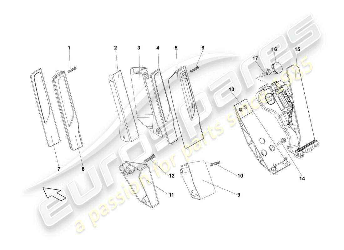 lamborghini lp560-4 spider (2014) accelerator pedal part diagram