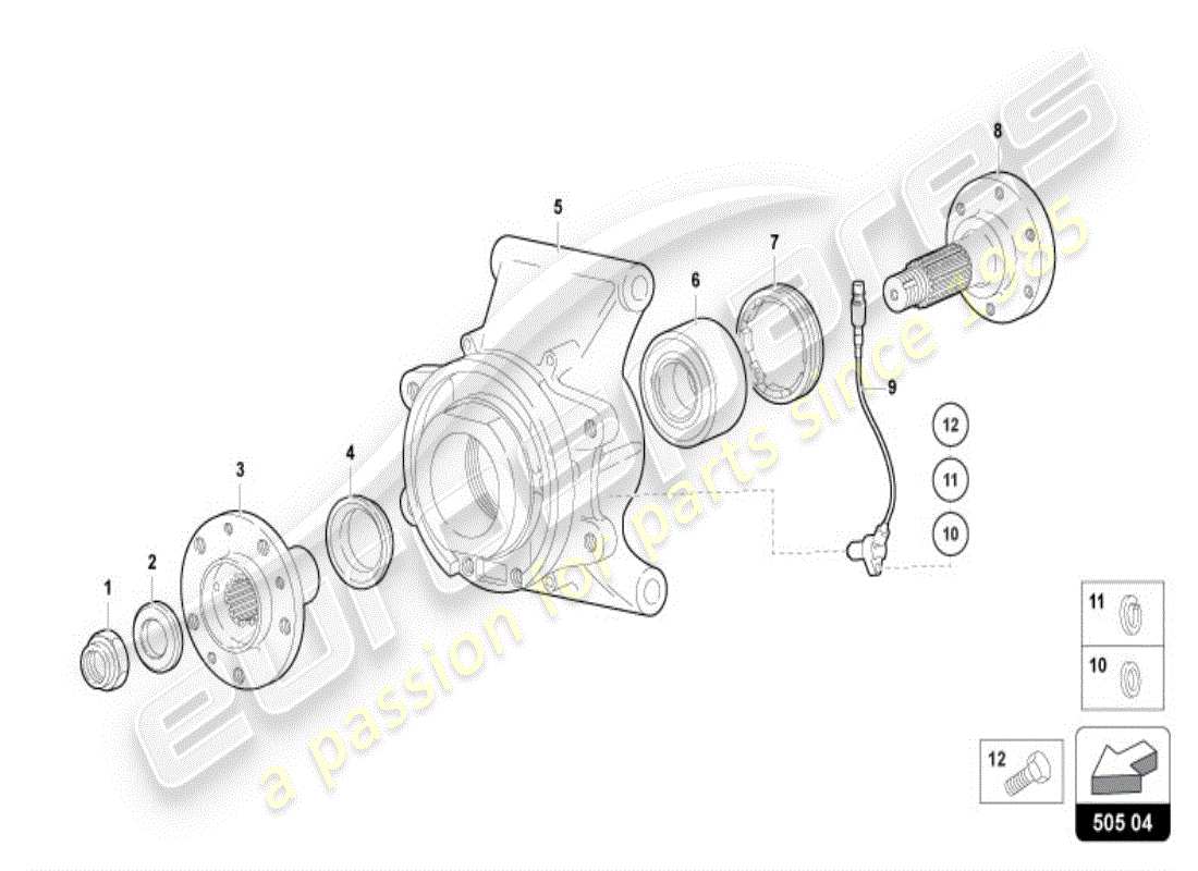 lamborghini diablo vt (1998) wheel hub part diagram