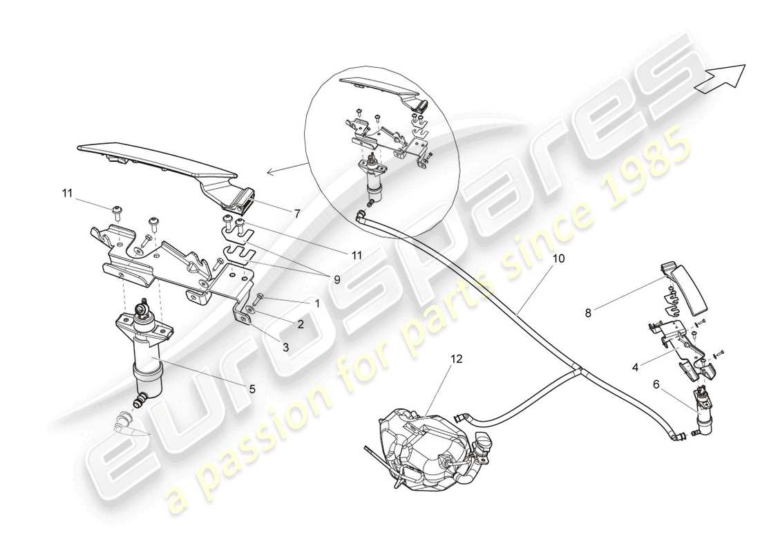 lamborghini gallardo coupe (2005) headlight washer system part diagram