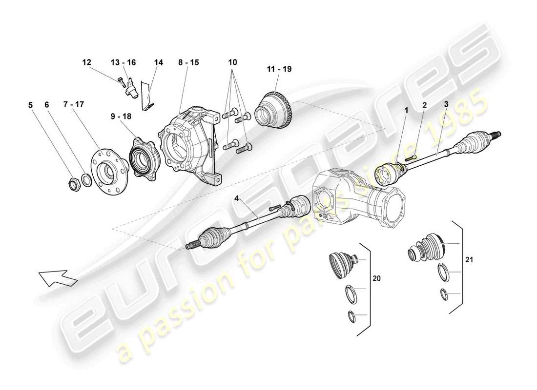 lamborghini lp640 roadster (2010) drive shaft front part diagram