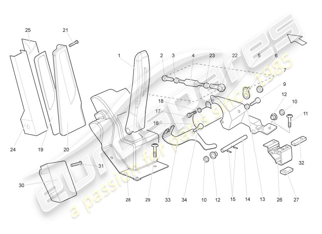 lamborghini gallardo spyder (2006) accelerator pedal part diagram