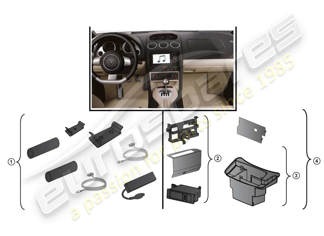 lamborghini gallardo spyder (accessories) retrofit kit part diagram