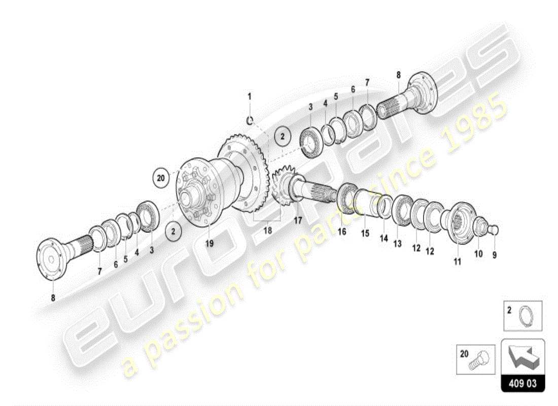 lamborghini diablo vt (1998) front axle differential part diagram