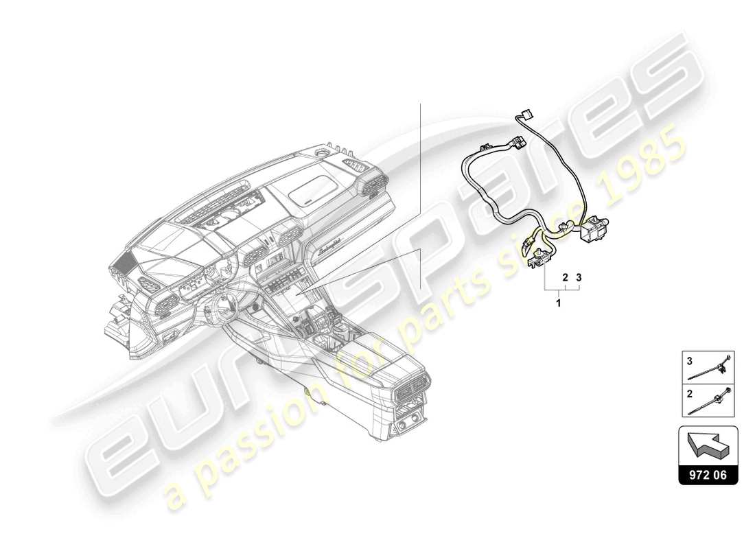 lamborghini urus (2022) wiring harness for centre console part diagram