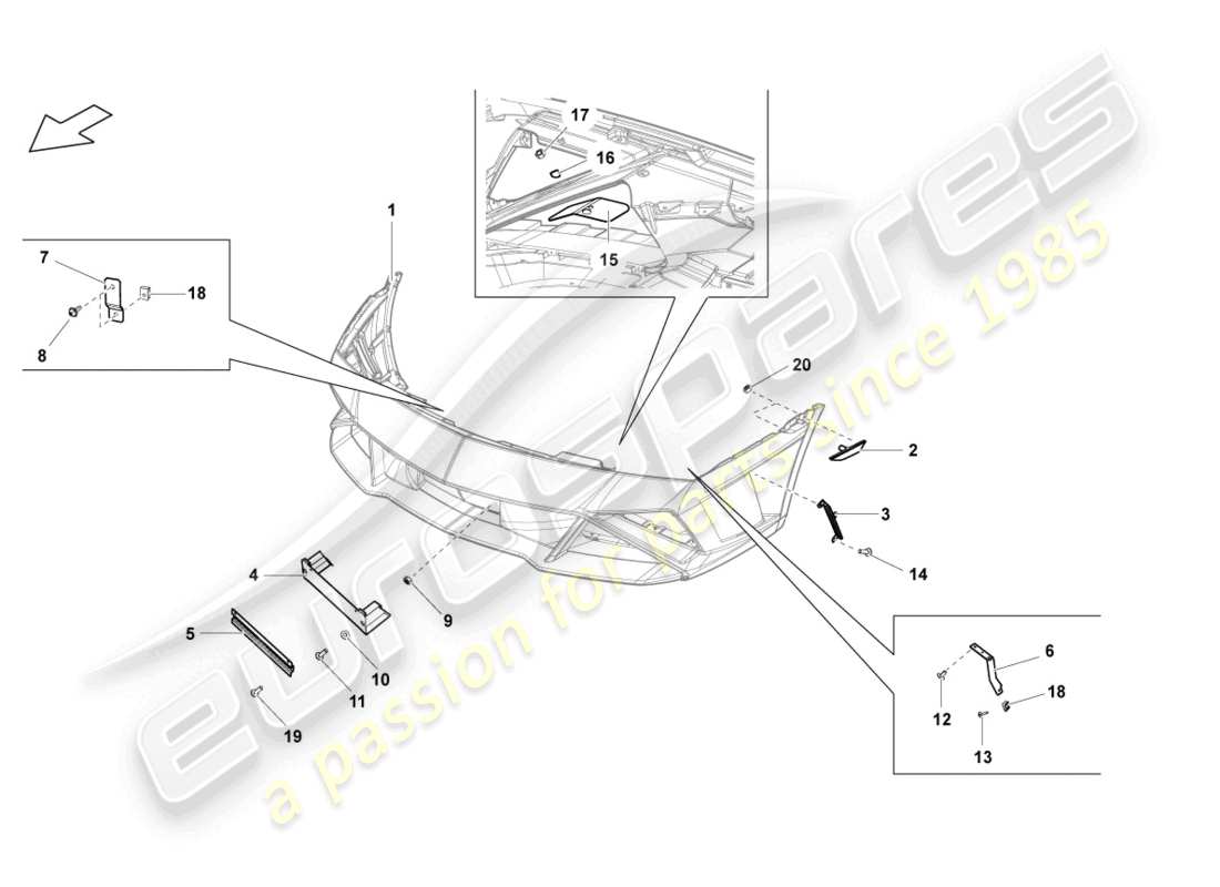 lamborghini lp560-4 spyder fl ii (2013) fasteners front part diagram