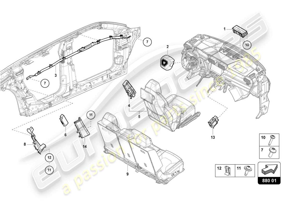 lamborghini urus s (2024) airbag part diagram