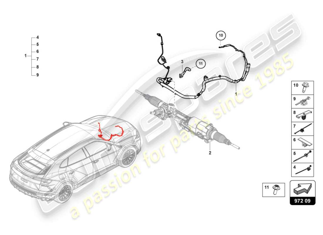 lamborghini urus (2022) wiring set for active steering front part diagram