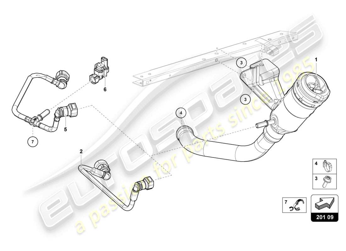 lamborghini evo spyder (2021) fuel filler neck part diagram