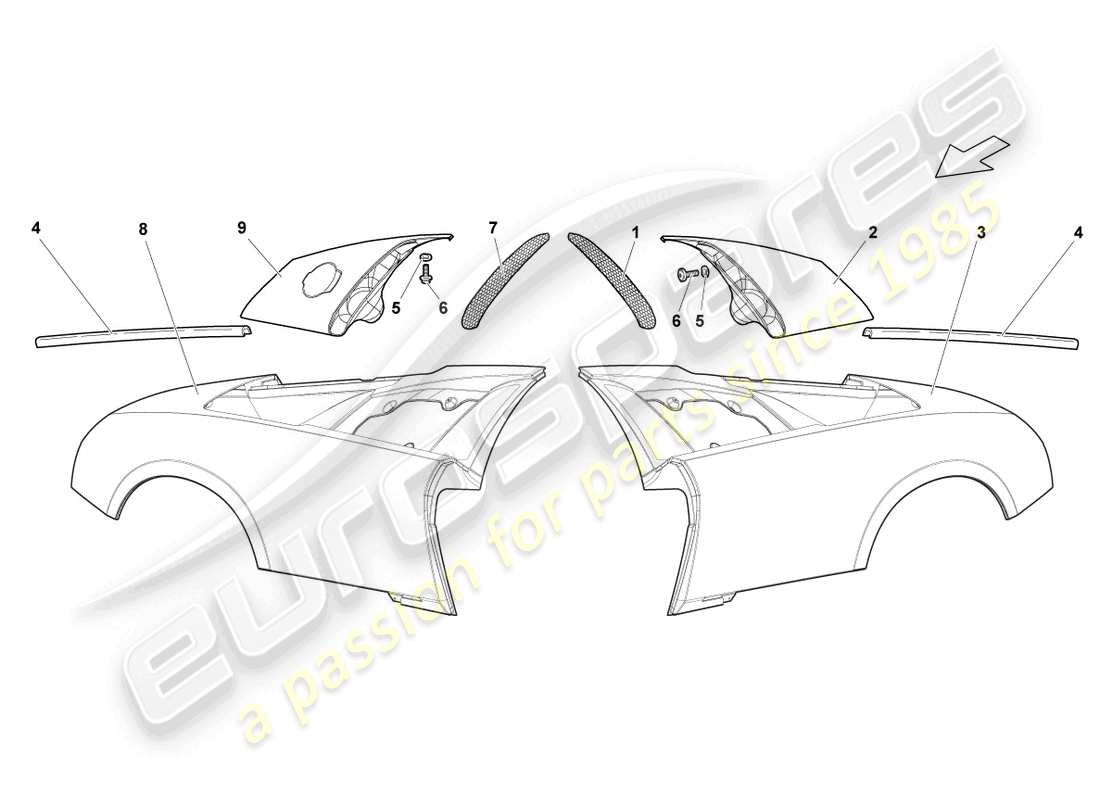 lamborghini lp640 coupe (2008) side part rear part diagram