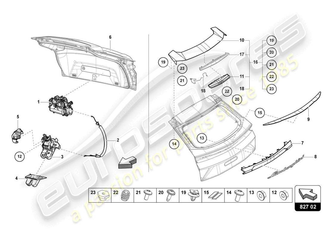 lamborghini urus (2022) rear lid rear part diagram