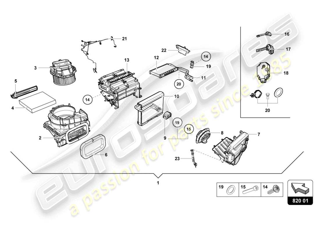 lamborghini evo spyder (2021) air intake box for electronic- ally controlled a/c system part diagram