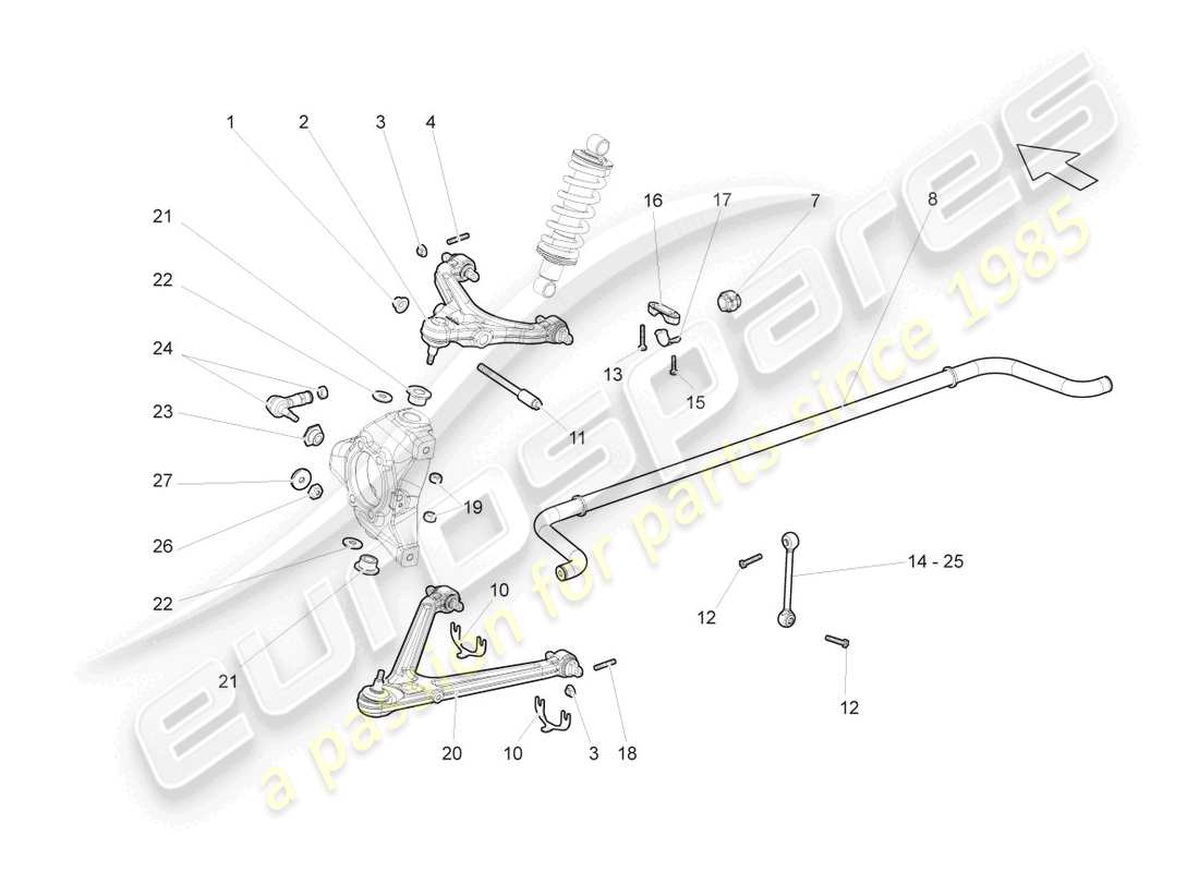 lamborghini gallardo spyder (2007) front axle part diagram