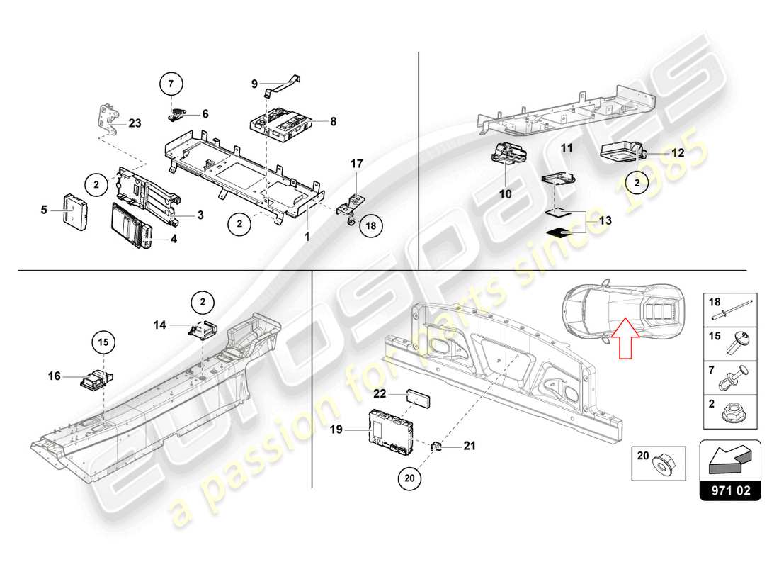 lamborghini evo coupe (2021) control unit part diagram