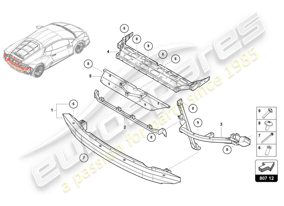 lamborghini evo spyder 2wd (2021) bumper carrier part diagram