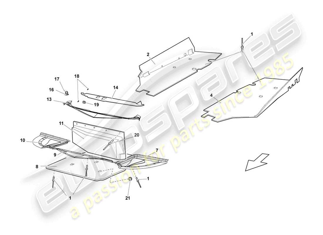 lamborghini reventon underbody trim part diagram