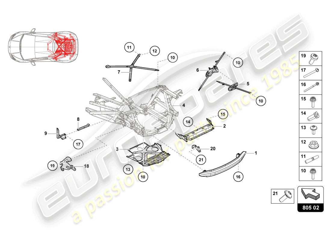 lamborghini sterrato (2023) chassis rear, outer part diagram