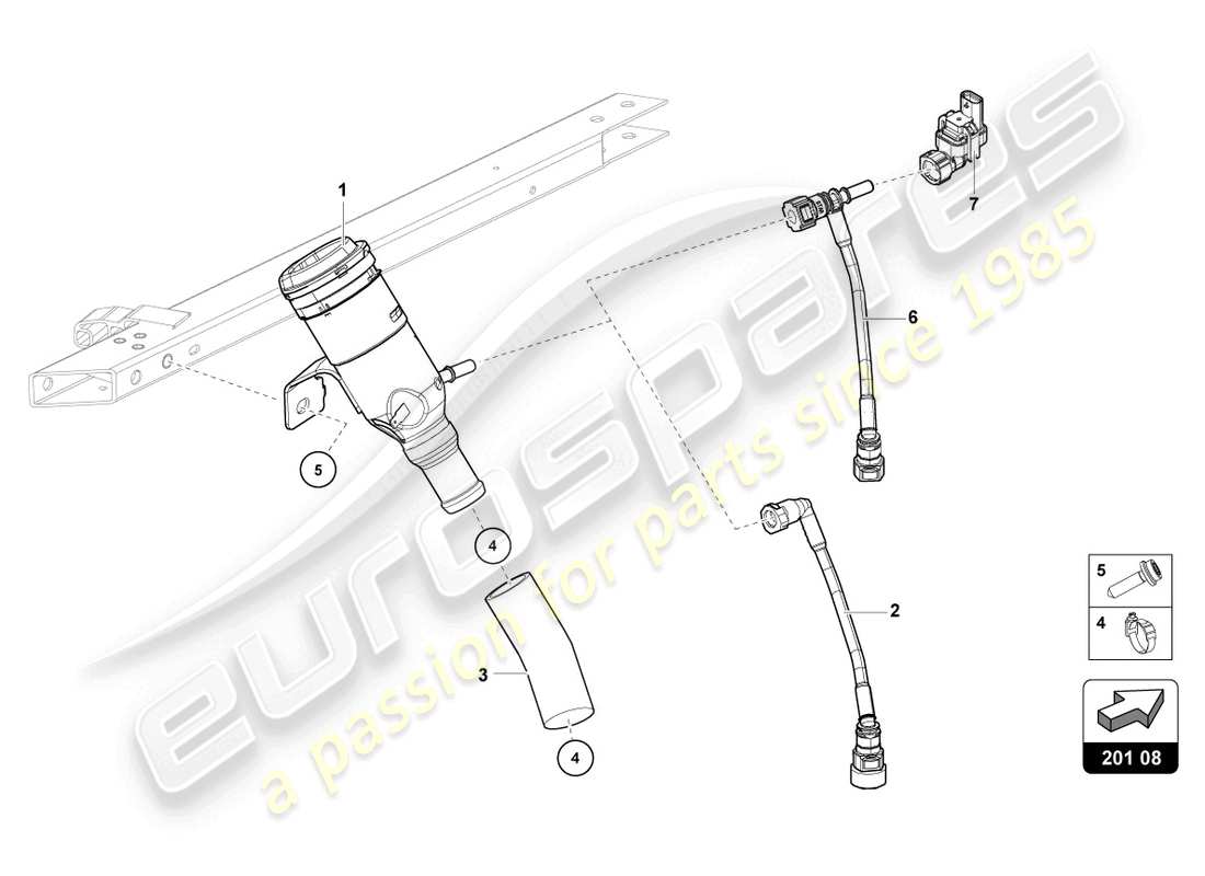 lamborghini evo coupe 2wd (2023) fuel filler neck part diagram