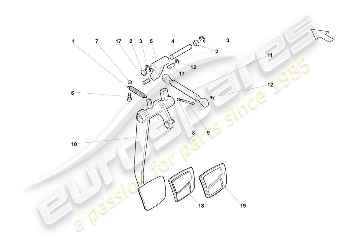 lamborghini lp550-2 spyder (2011) brake pedal part diagram