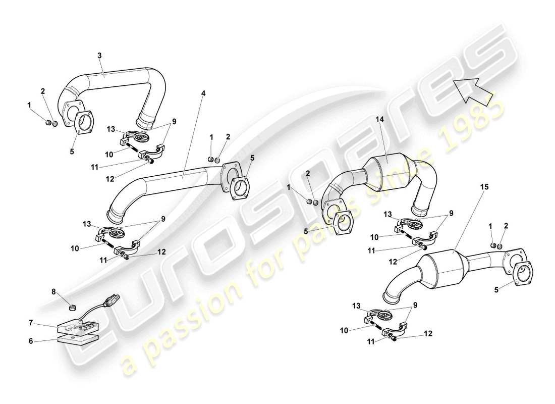 lamborghini lp640 coupe (2008) exhaust system part diagram